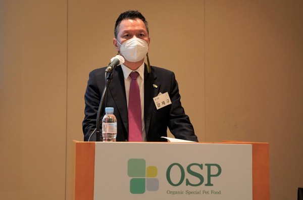 강재구 오에스피 대표이사가 27일 서울 여의도에서 기자간담회를 하고 있다. 사진 오에스피