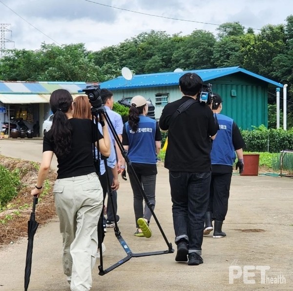 비글구조네트워크 회원들이 경매장에 납품한 한 불법번식장 단속을 진행하고 있다. 사진 비글구조네트워크