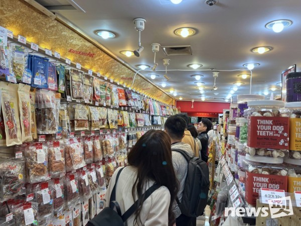 네츄럴코어가 세심한 배료가 필요한 반려동물, 소상공인과의 상생을 위해 개발한 '동행 케어' 제품군이 꾸준한 인기를 얻고 있다. 소매점에서 네츄럴코어 제품을 찾는 고객들 모습. 사진 네츄럴코어